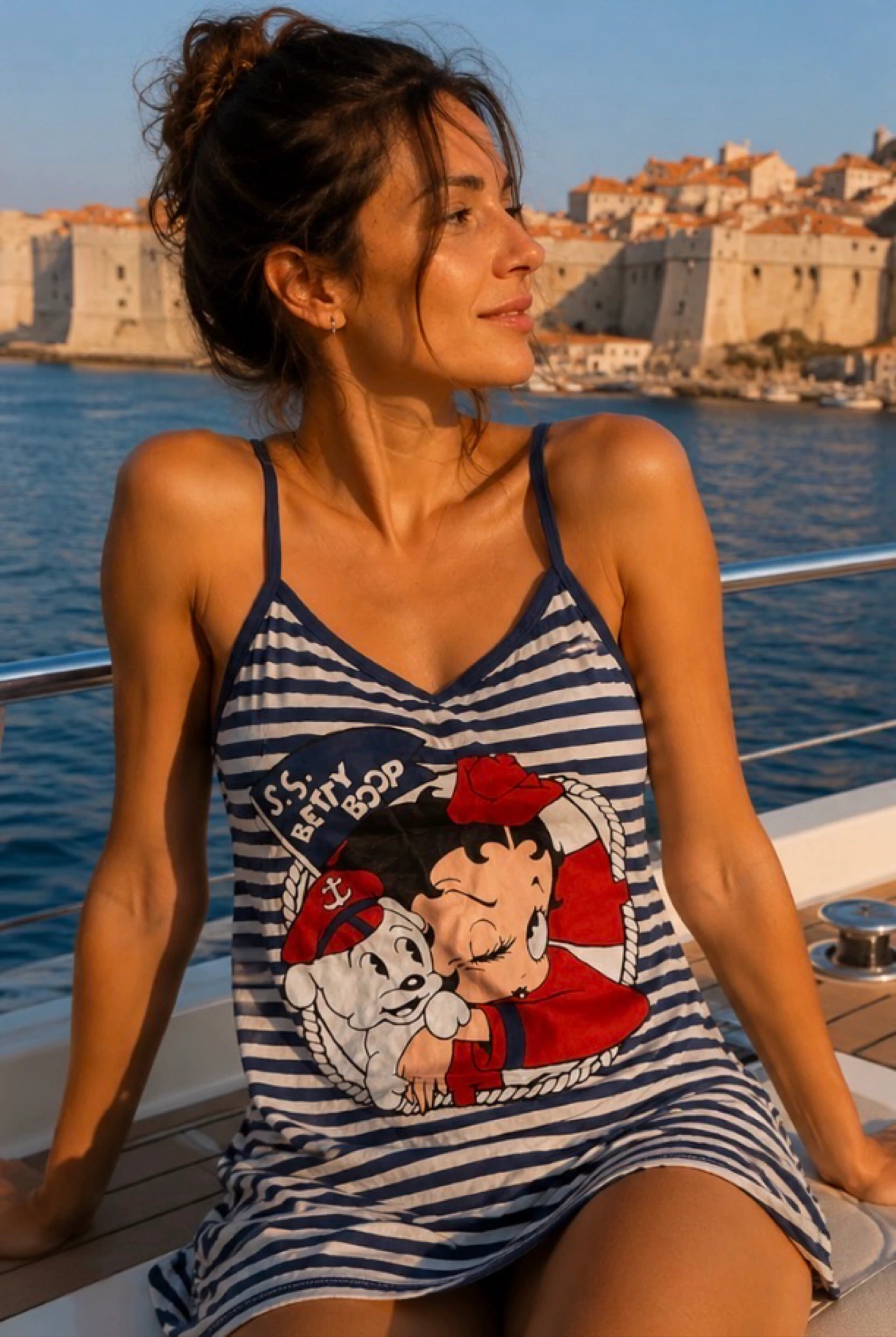 Robe de nuit Betty Boop marinière bleu & blanc – Taille 38/40 (M)